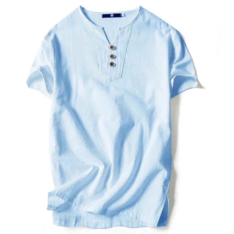3Leaves V-Neck Henley Shirt Men