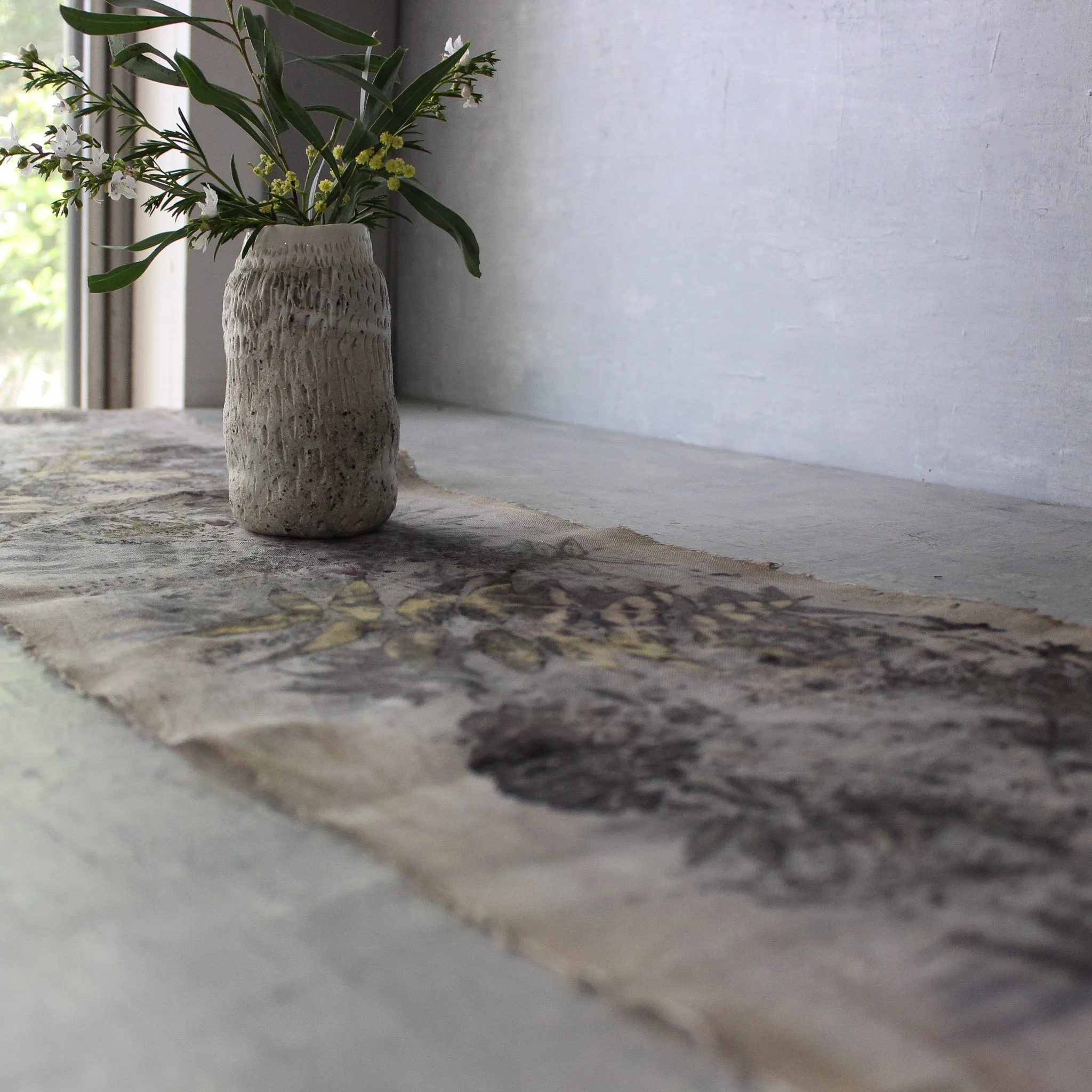Botanical Eco-Print Linen Runner