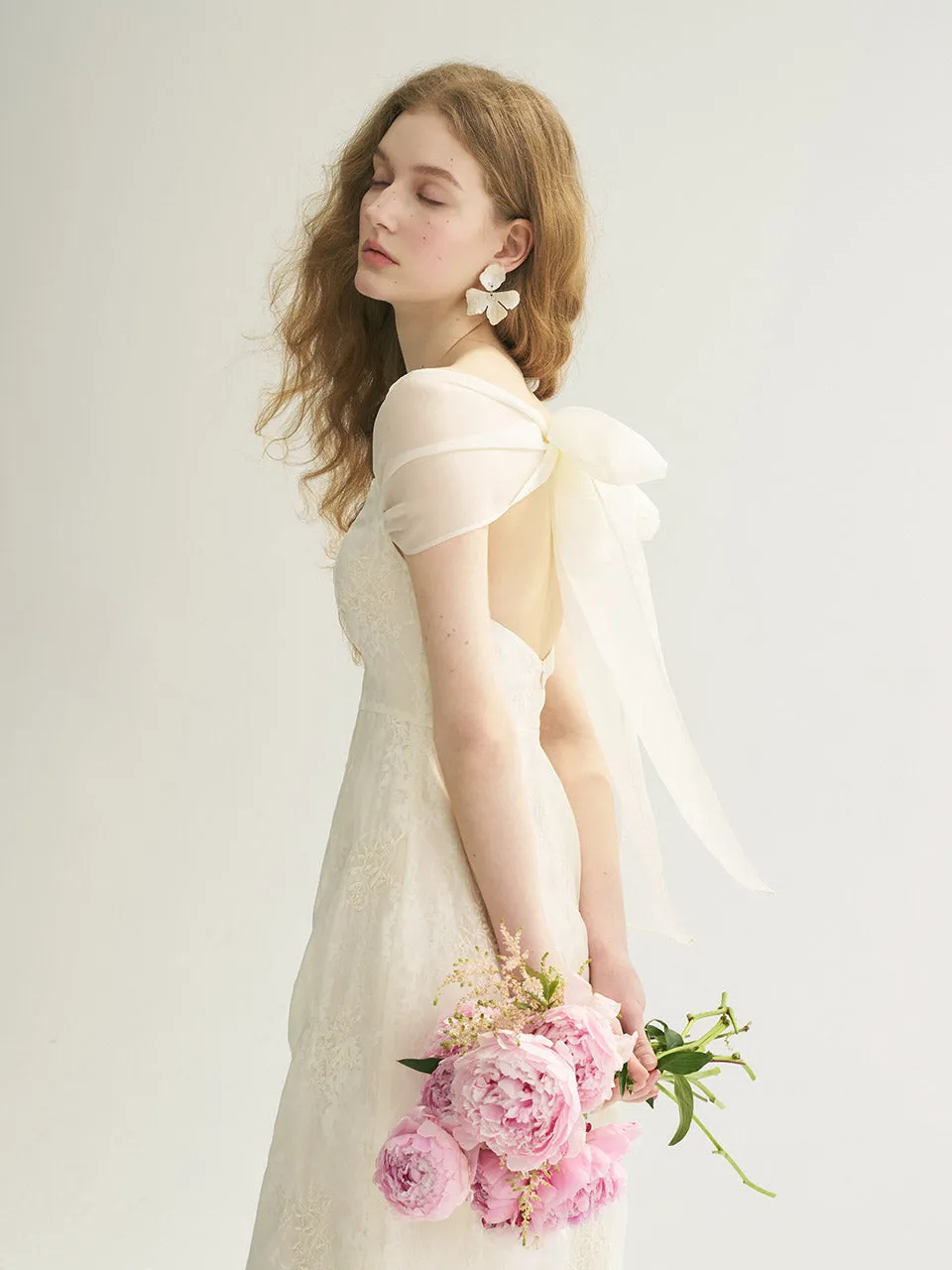 Elegant Back Ribbon Long Dress