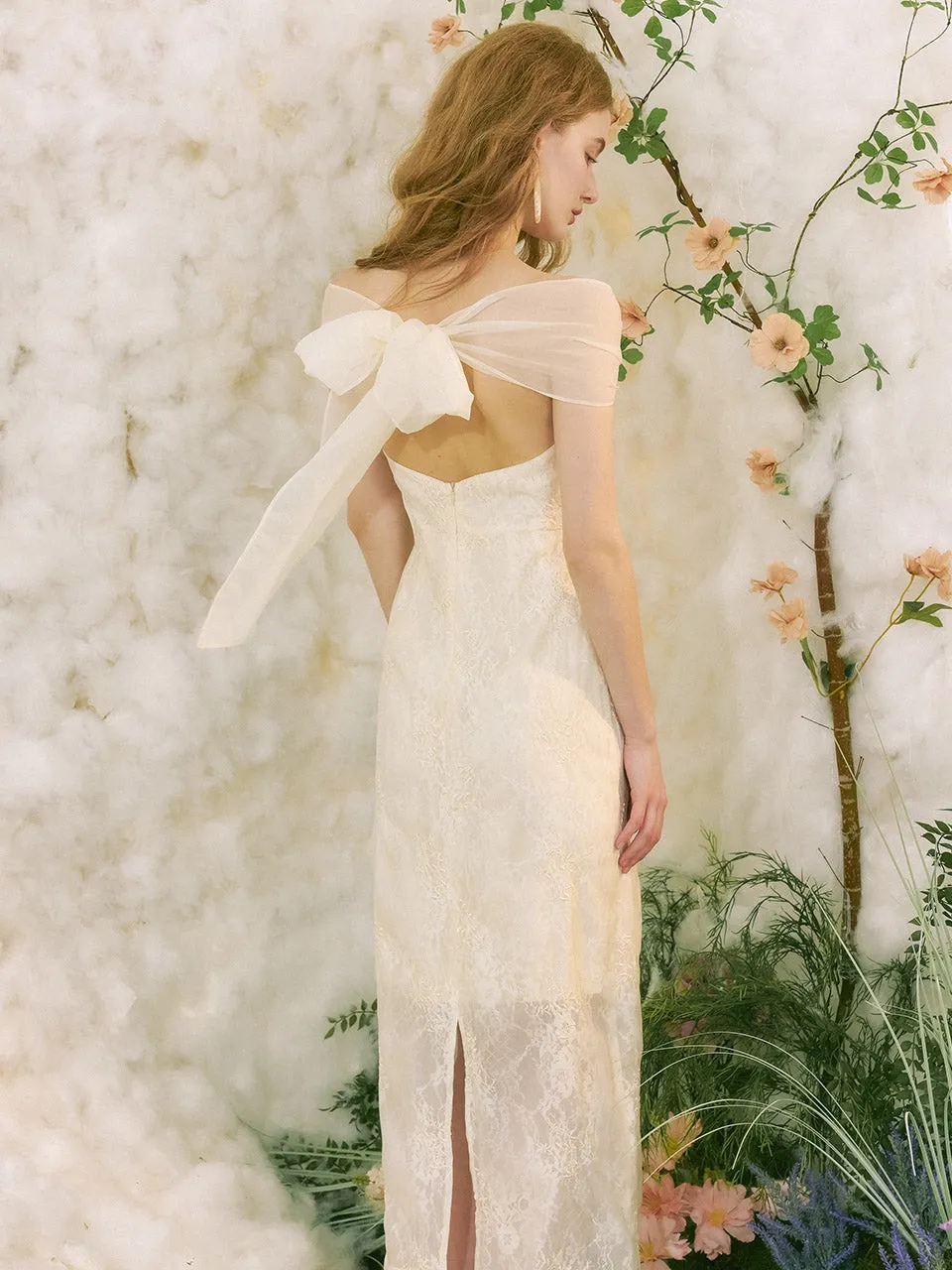 Elegant Back Ribbon Long Dress