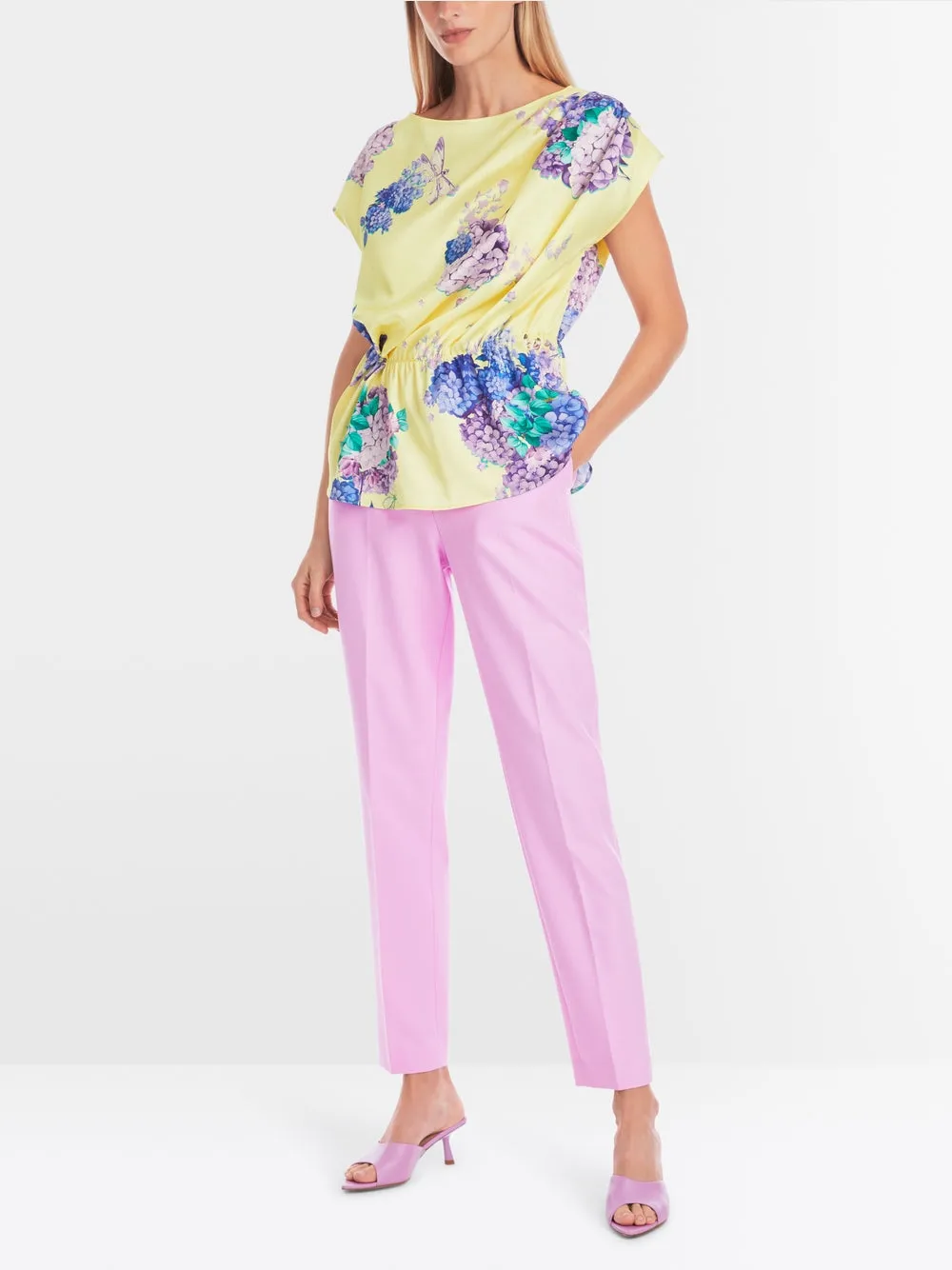 Floral Peplum Blouse - Bright Vanilla