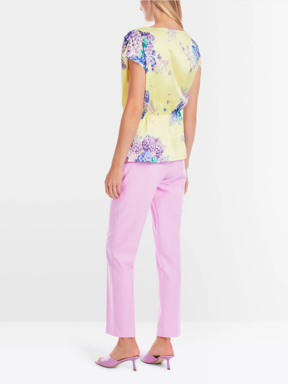 Floral Peplum Blouse - Bright Vanilla