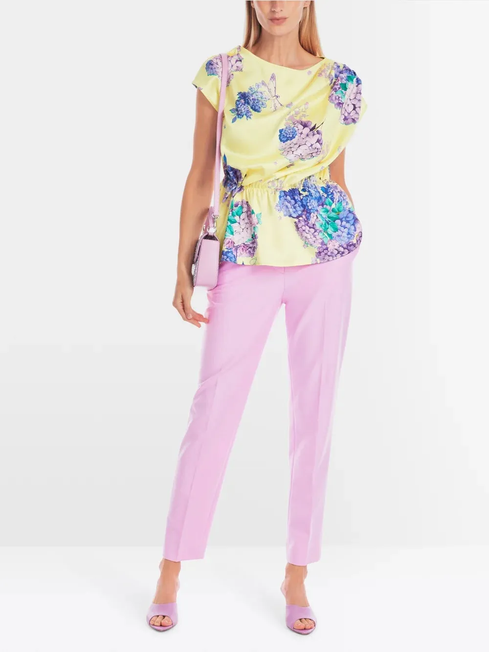 Floral Peplum Blouse - Bright Vanilla