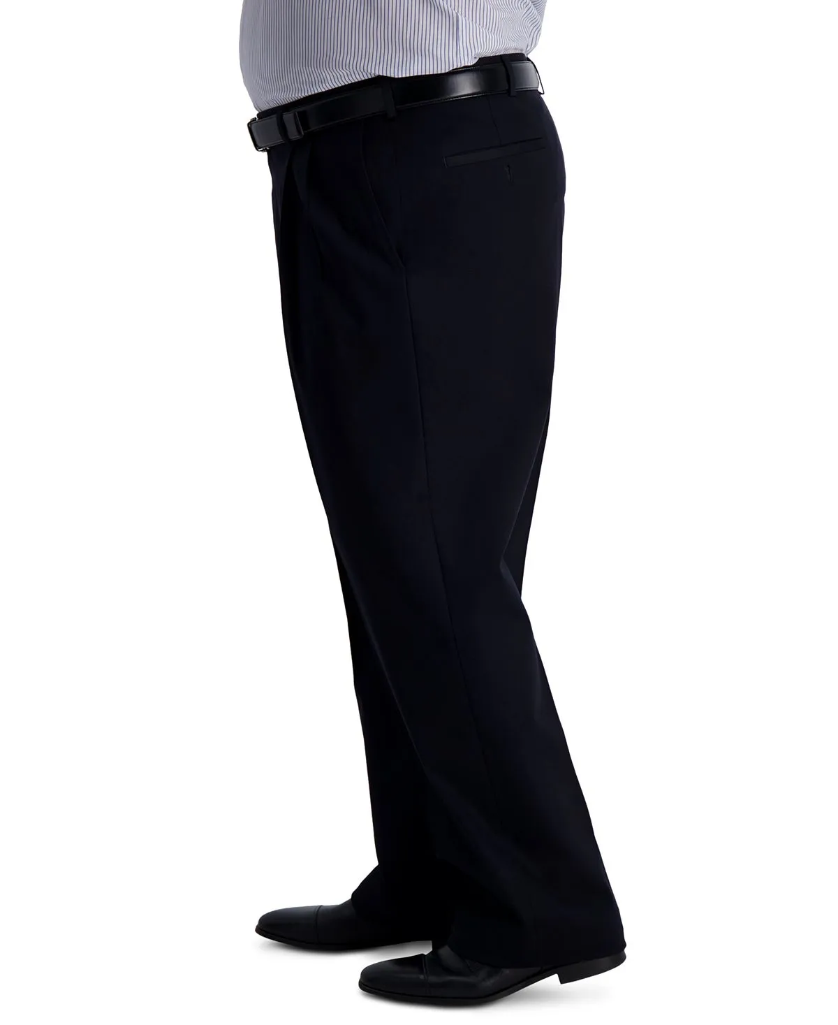 Haggar Men's Large High Tall Pleated Premium Khaki No Iron Regular Fit Pants