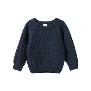 Nature Baby Billy Jumper - Navy Basket Knit