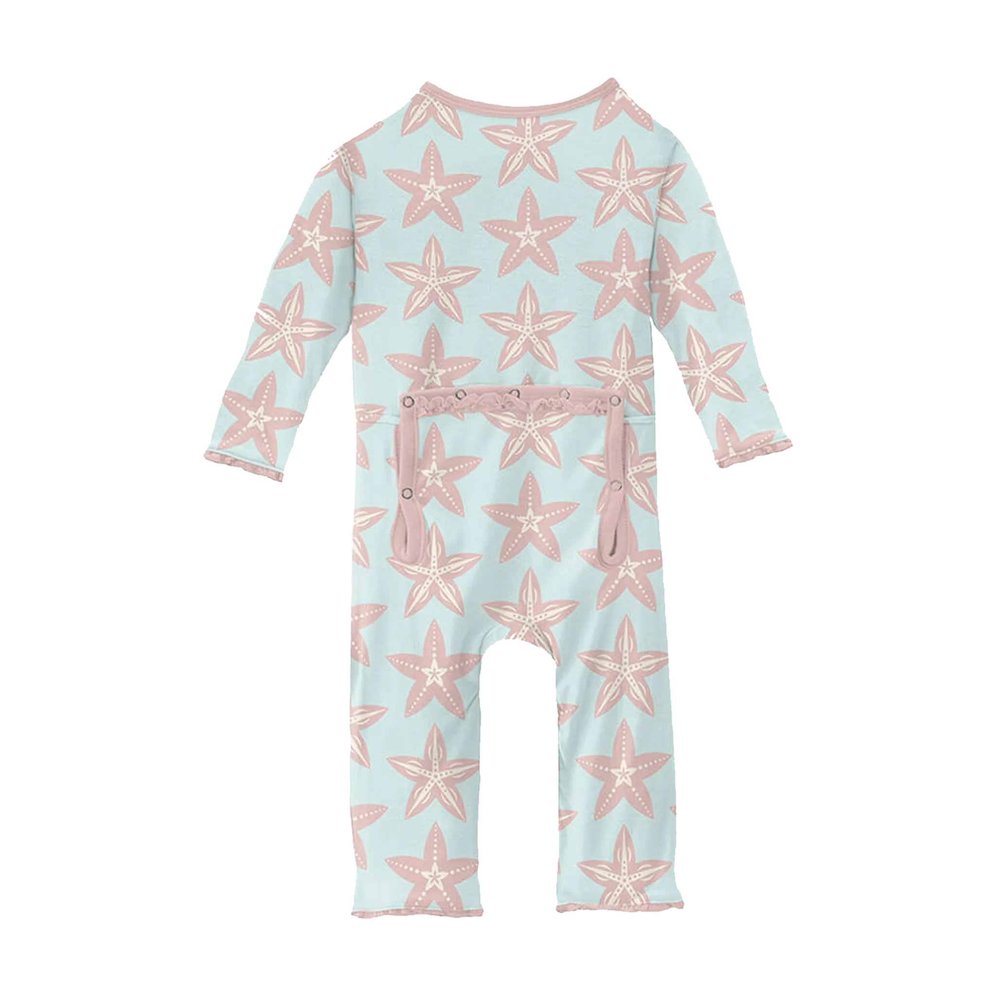 Starfish Print Classic Ruffle Coverall with Zipper