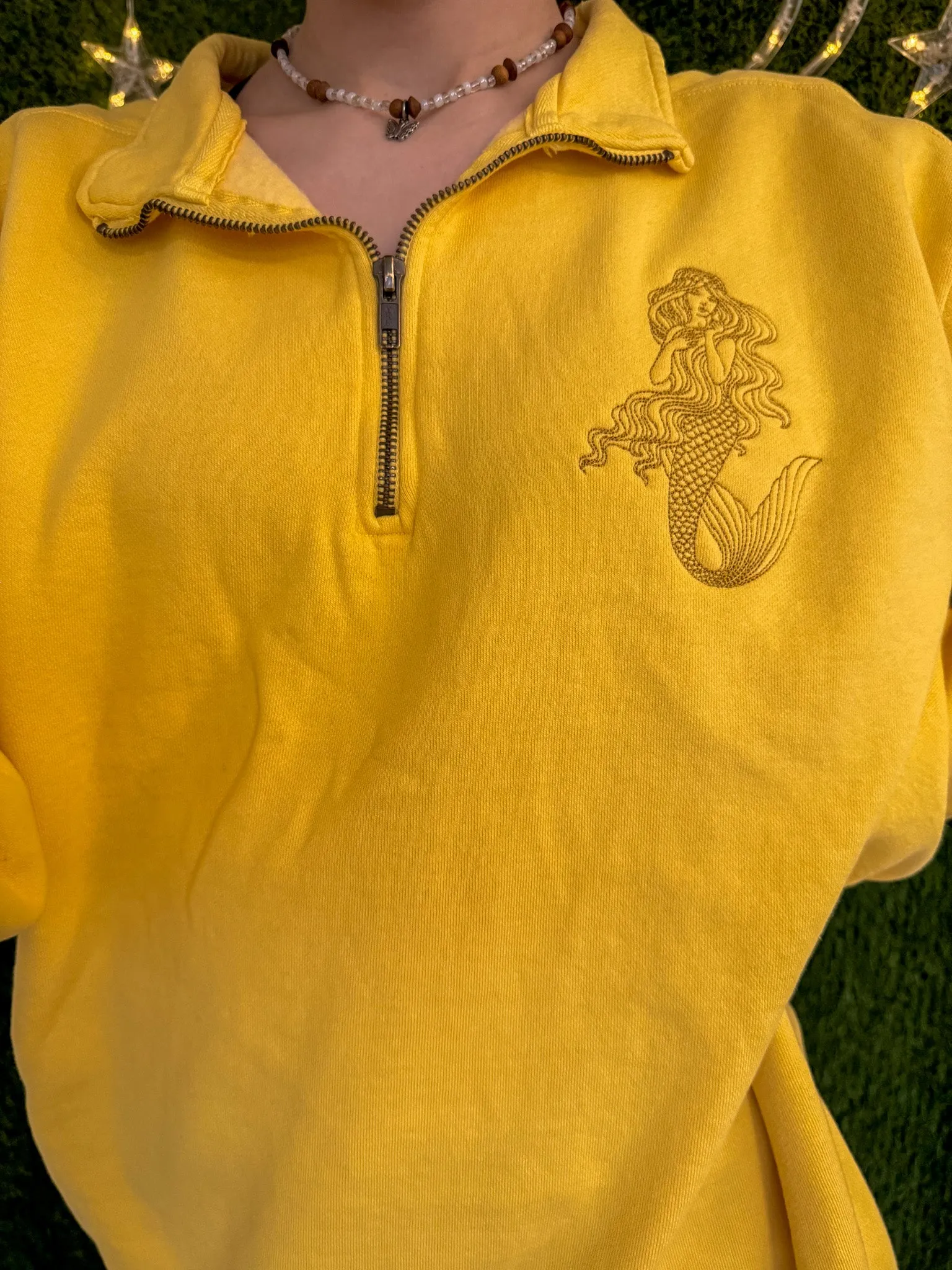 Yellow Mermaid Quarter Zip Crewneck M