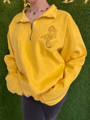 Yellow Mermaid Quarter Zip Crewneck M